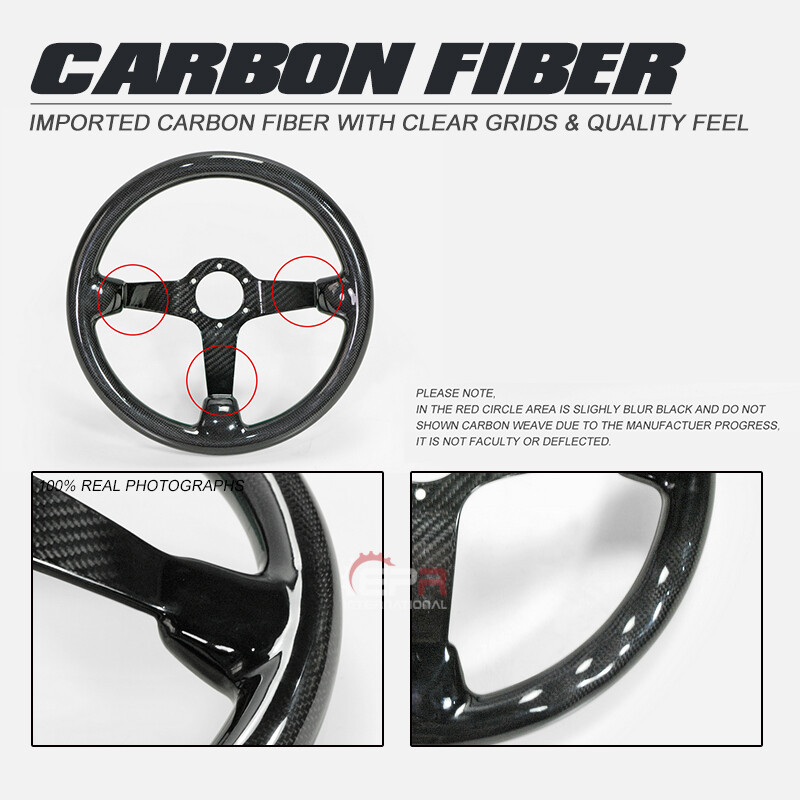 Deep Dish Type Racing Glossy Dry Carbon For UNIVERSAL Steering wheel