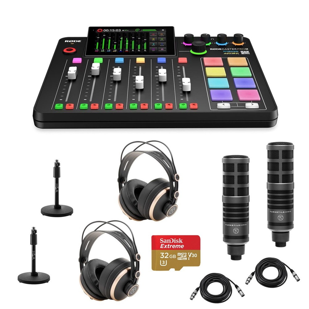 Rode RODECaster Pro II Integrated Audio Production Studio Console Bundle with 2x