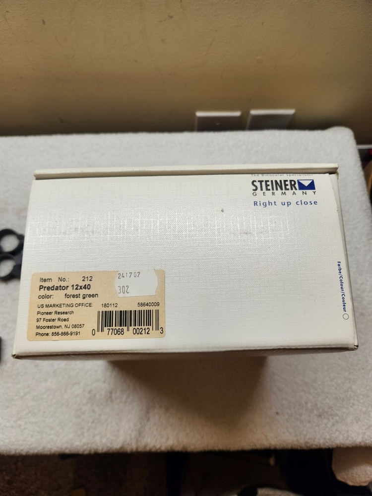 Steiner Predator 12x40 Binoculars EMPTY BOX Original Packaging Forest Green...