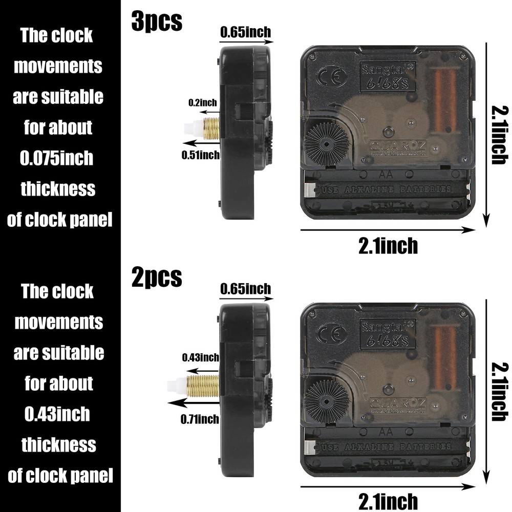 5pcs High Torque Quartz Clock Movement Mechanism Replacement Kit with...
