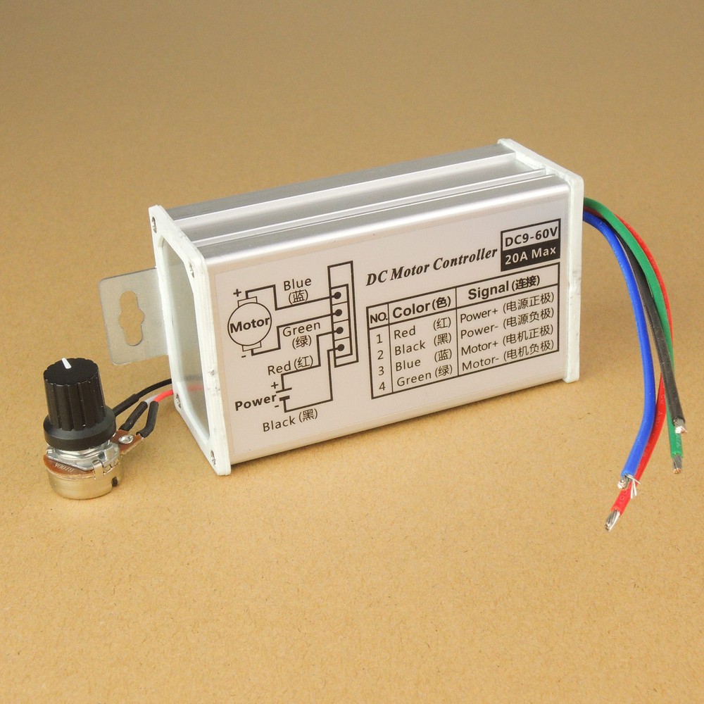 New Max 20A PWM DC Motor Stepless Variable Speed Switch Controller 12V 24V 60V