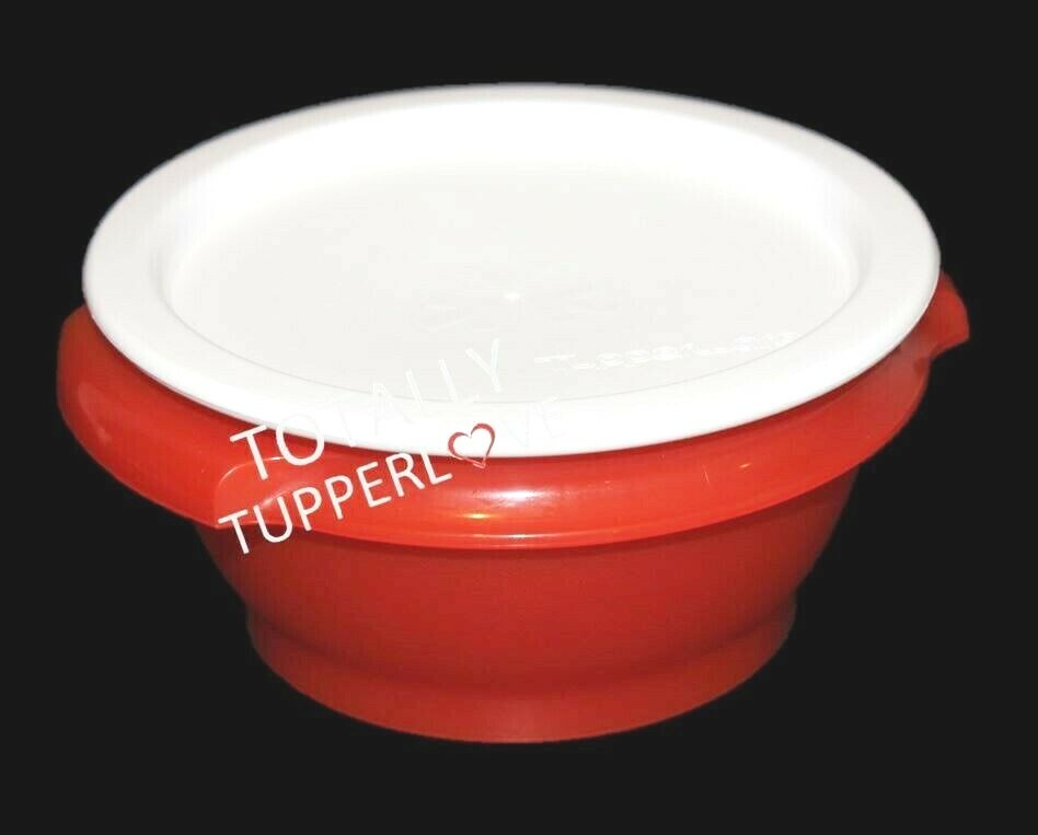 1 Tupperware Mini Bowl 10 oz. Orange & White w/ One-Touch Seal EUC ❤️