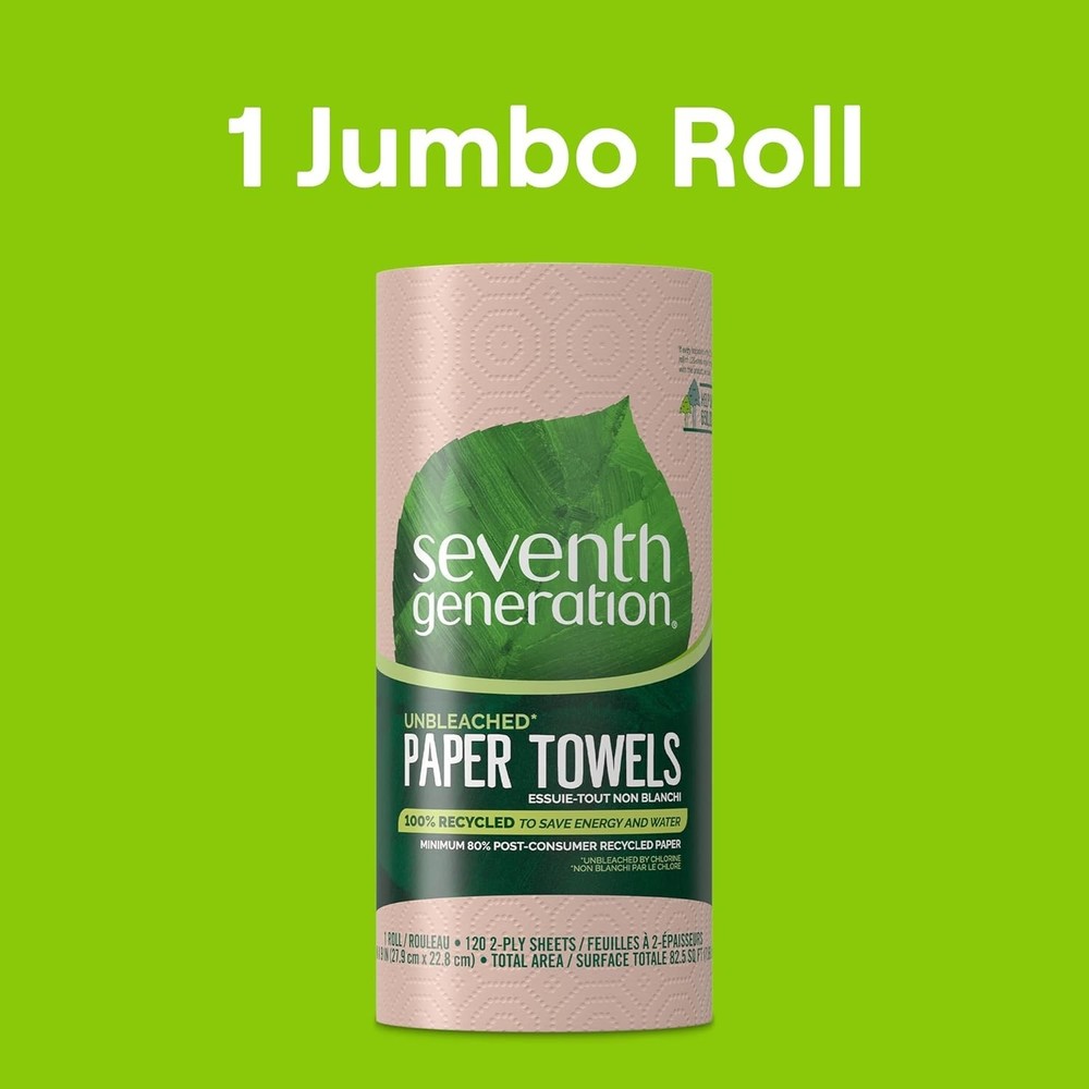 120 Count Seventh Generation Absorbent Paper Towels - Compostable & Eco-Friendly