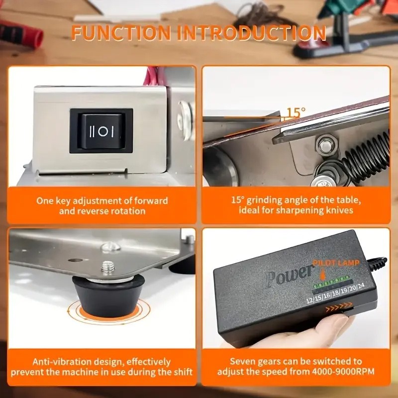 Mini Electric Belt Sander DIY Polishing Grinding Machine Cutter Edges Sharpener