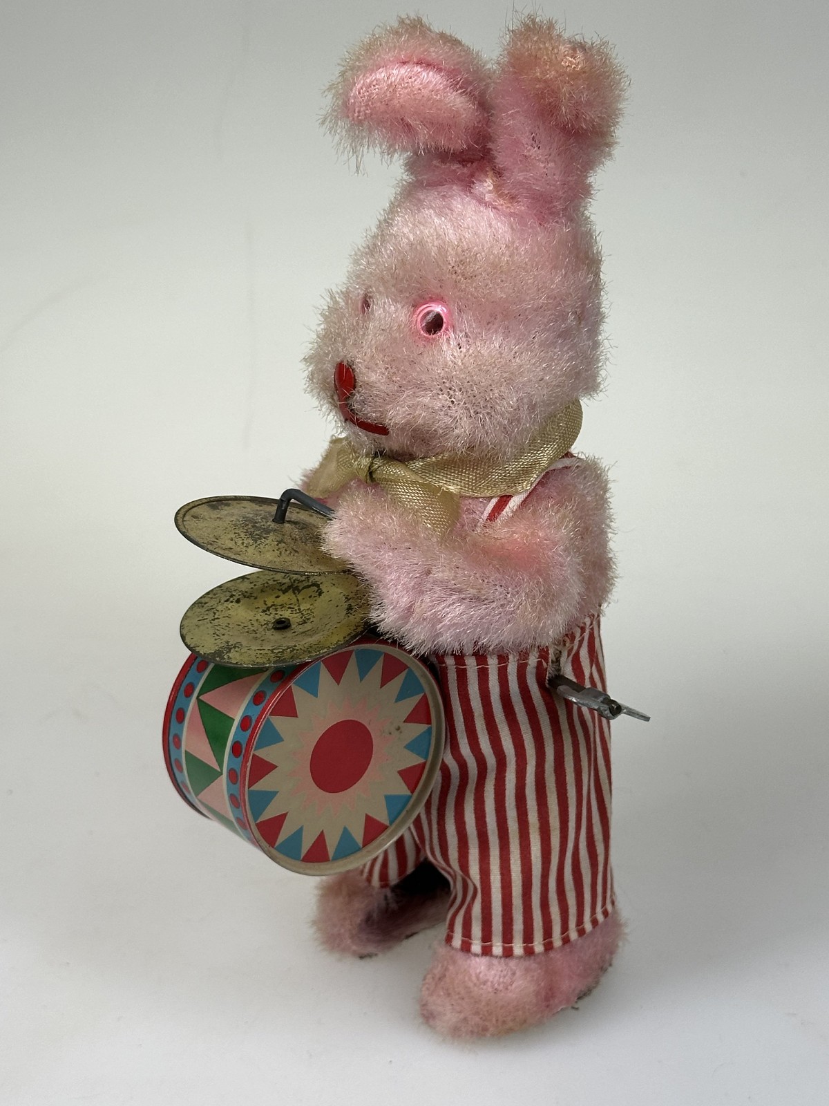 Vintage Japan MECHANICAL Wind Up Cymbals Drumming Easter Bunny Box Works VIDEO