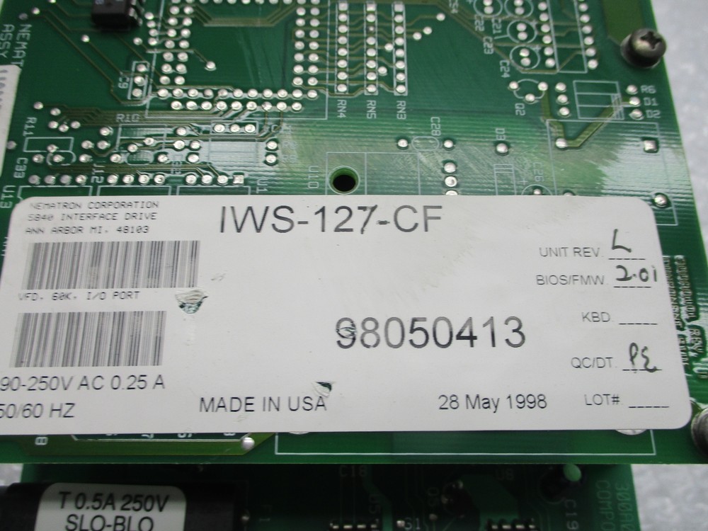 CONAIR IWS-127-CF LOADER CONTROL PANEL NSNP
