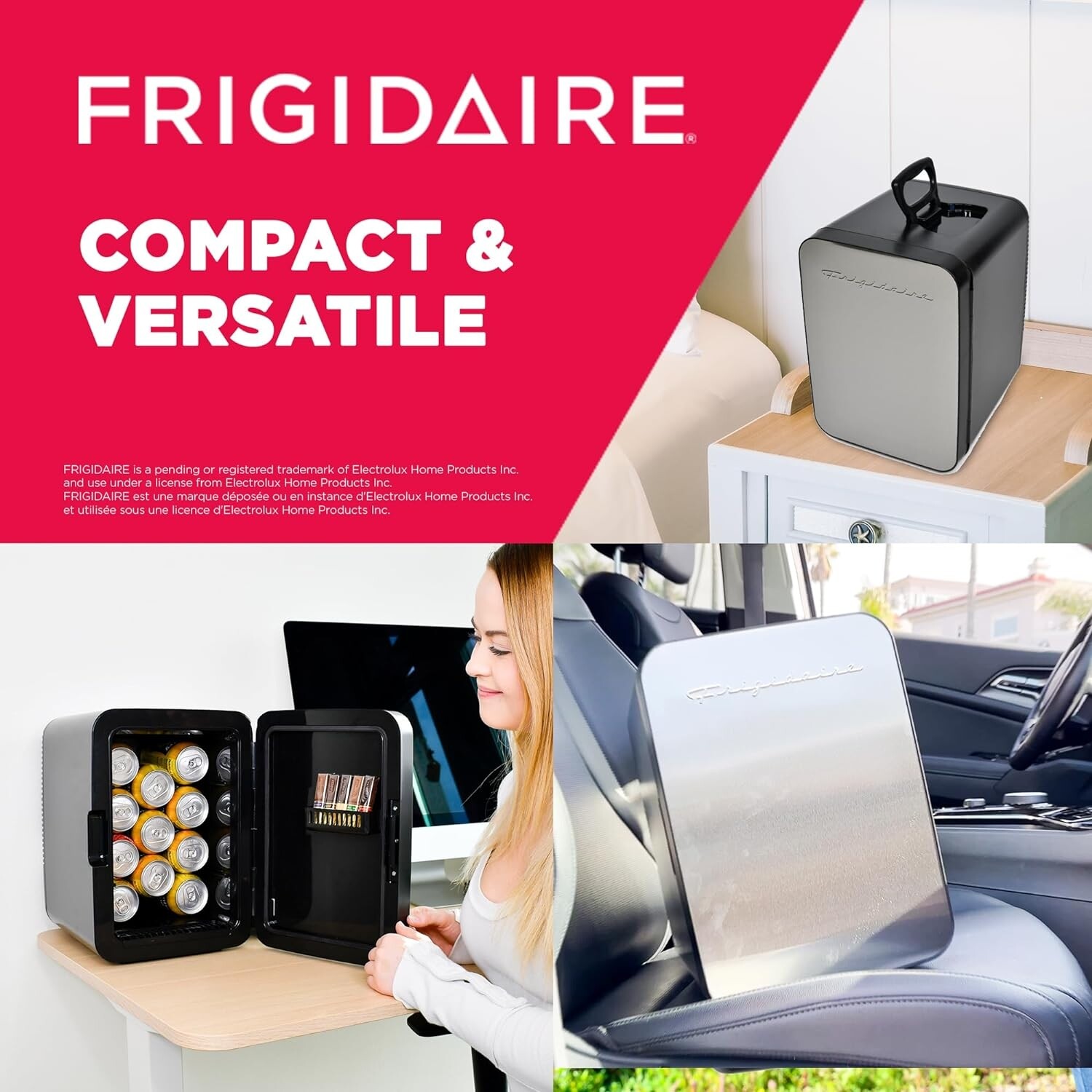 Frigidaire Portable 10L 15-can Mini Fridge Brushed Stainless Rugged Portable