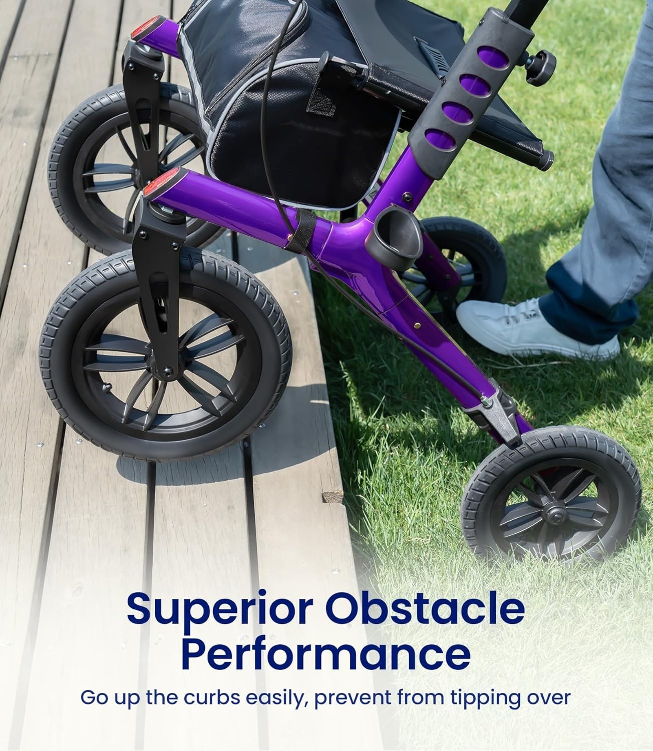 VOCIC Walker with Seat for Seniors,Z57 with 12"All Terrain Wheels-Used