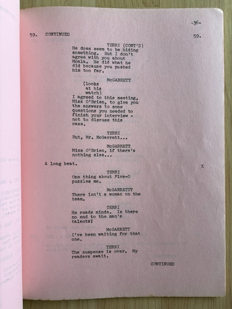 Hawaii Five-O 'The Cop On The Cover' Original Script Final Draft