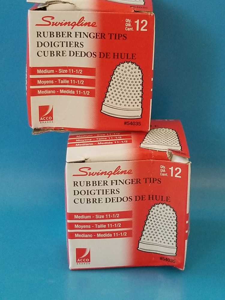 24 COUNTS (2 BOXES) Swingline RUBBER FINGER TIPS, Size 11 -1/2 , MEDIUM, (54035)