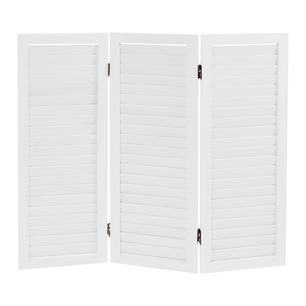 3-Panel Folding Wood Room Divider - Indoor Privacy Screen in White