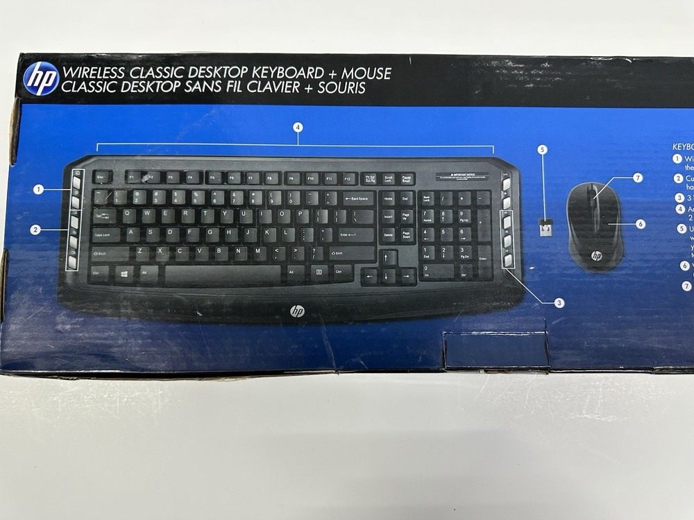 HP Wireless Keyboard Mouse Combo Full Size Black Open Box Damaged Box