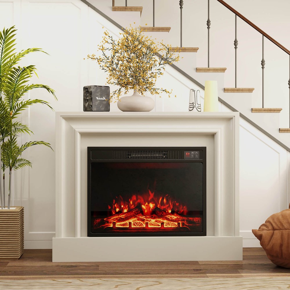 23" Electric Fireplace Insert w/Remote Control Adjustable Flame Color Brightness