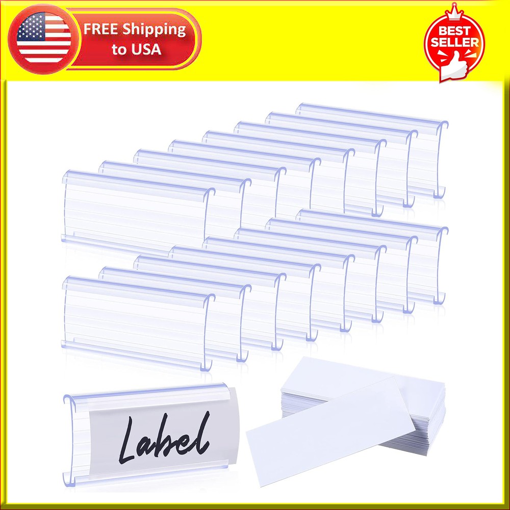 100 Pcs Wire Shelf Label Holders Holder Plastic Tags for...