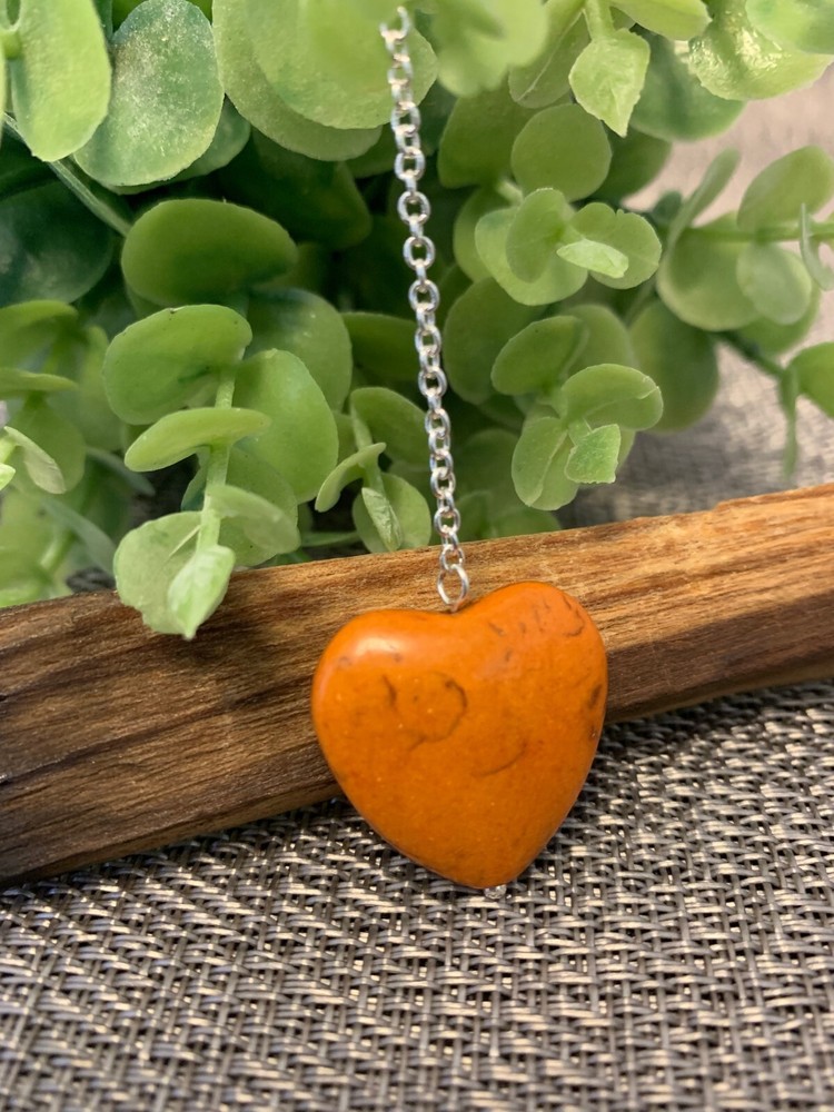 Orange Heart Stone Pendulum Dowsing, amplifying, restore focus & transform