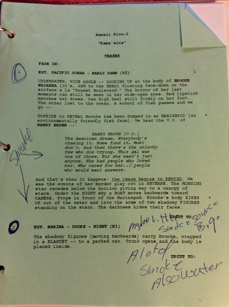 HAWAII FIVE-O ORIGINAL SCRIPT 510 NOTES SCHEDULE + 2014 WAWAHI MOE'UHANE