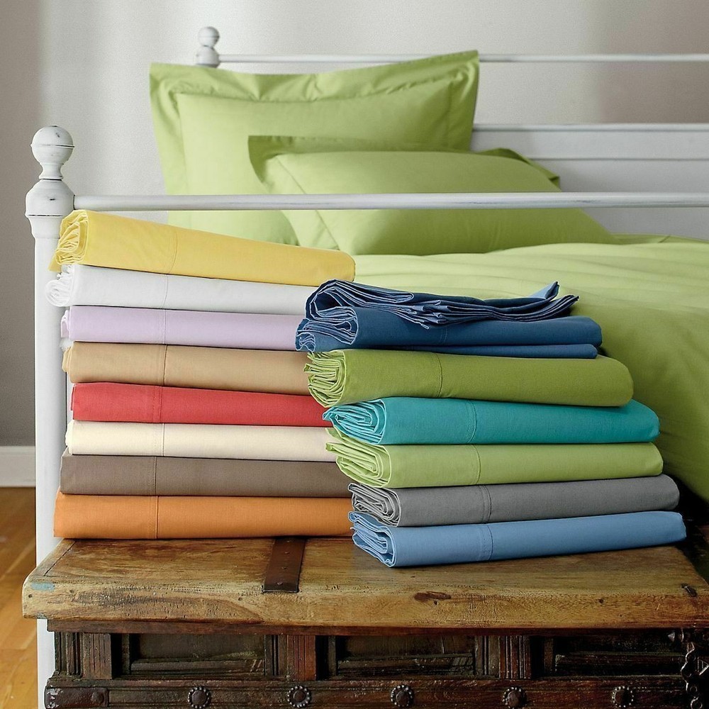 100% Cotton 1000/1200 TC High Depth Pocket Solid - Fitted Sheet US Full