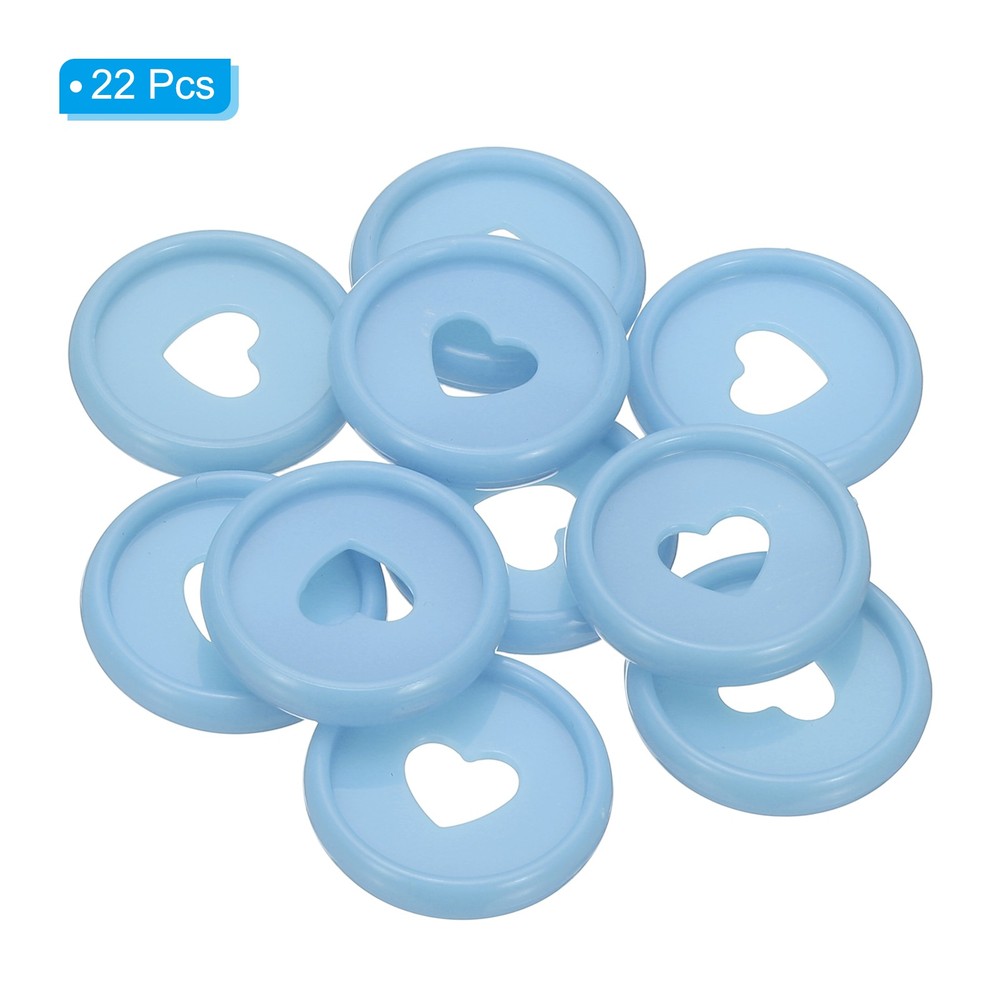 24mm Plastic Book Binding Discs, 22 Pack Expansion Discs Heart, Light Blue