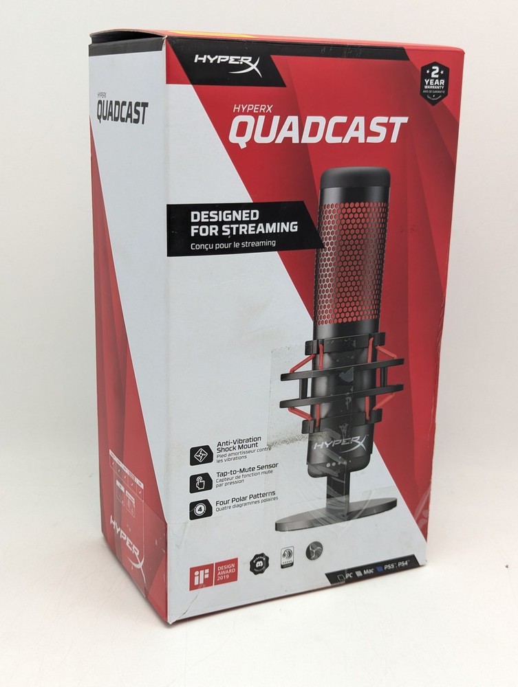HyperX QuadCast USB Condenser Microphone Black/Red (4P5P6AA) for PC/PS4/PS5
