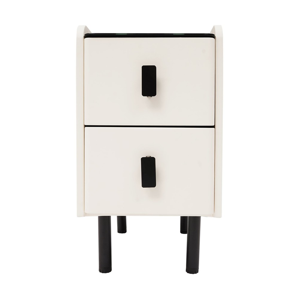 Smart Bedside Table Nightstands with Wireless Charging & LED Light & 2 Drawers