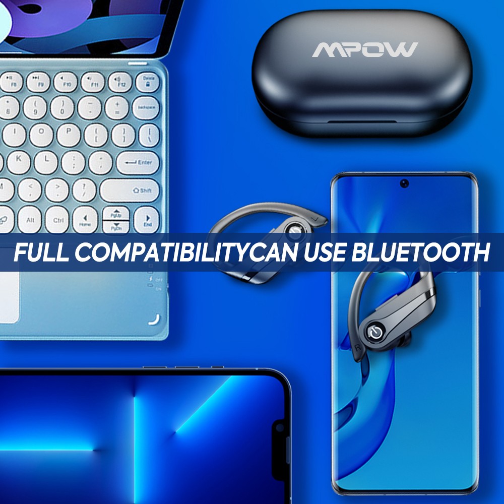 Mpow Bluetooth 5.3 Headset TWS Wireless Earphone Ear Hook For All Phone Android