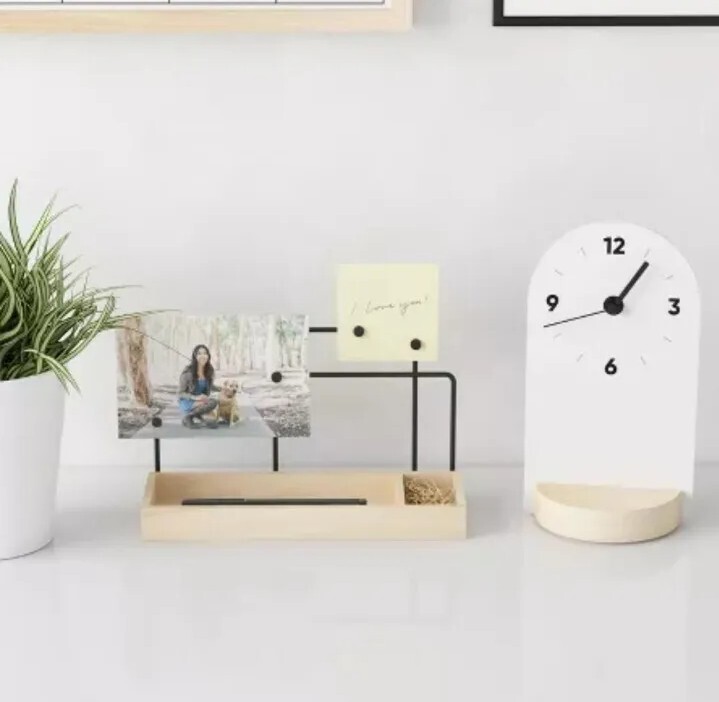 U Brands White Desktop Clock, Verona Collection
