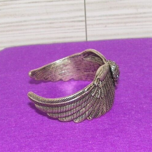 Silver Plated Metal Wings & Skull Design Small Fashion Bracelet ~ Untested