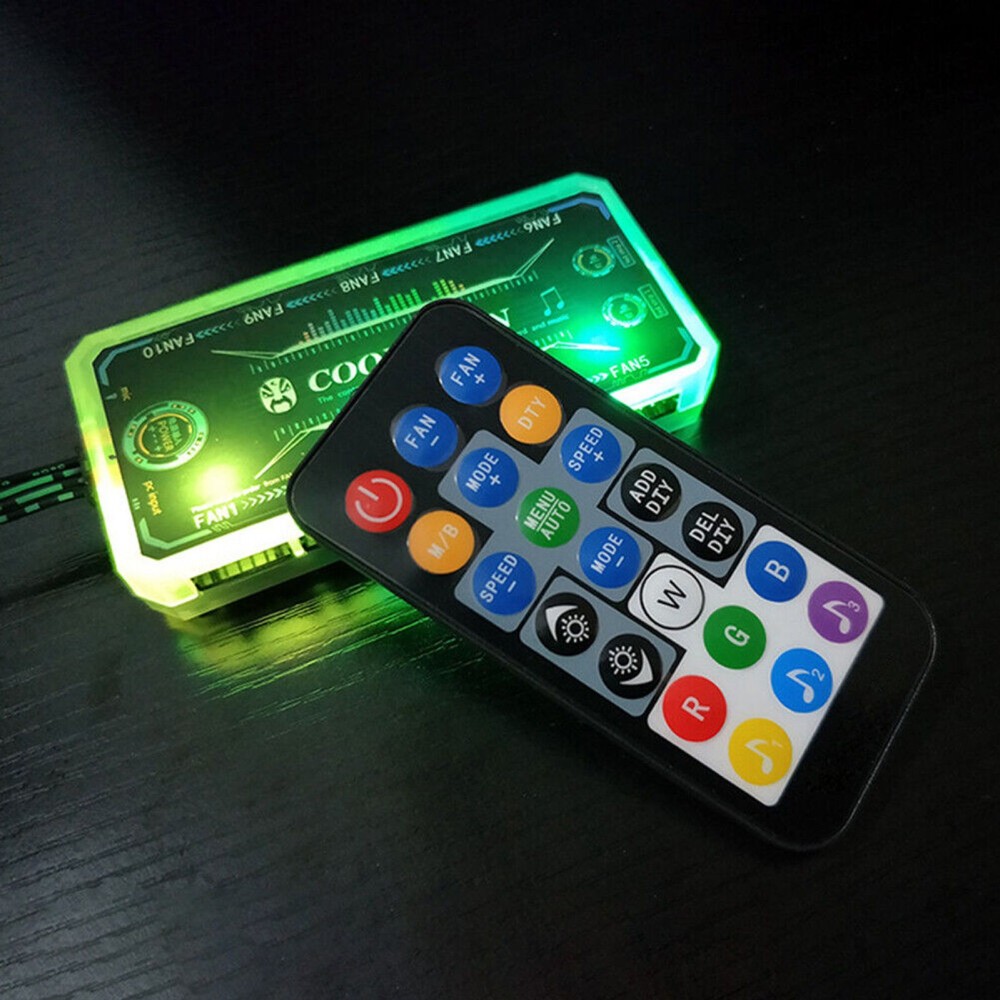 For PC Case Fan Cooling Cooler Adapter LED RGB Lamp Controller+Remote Control