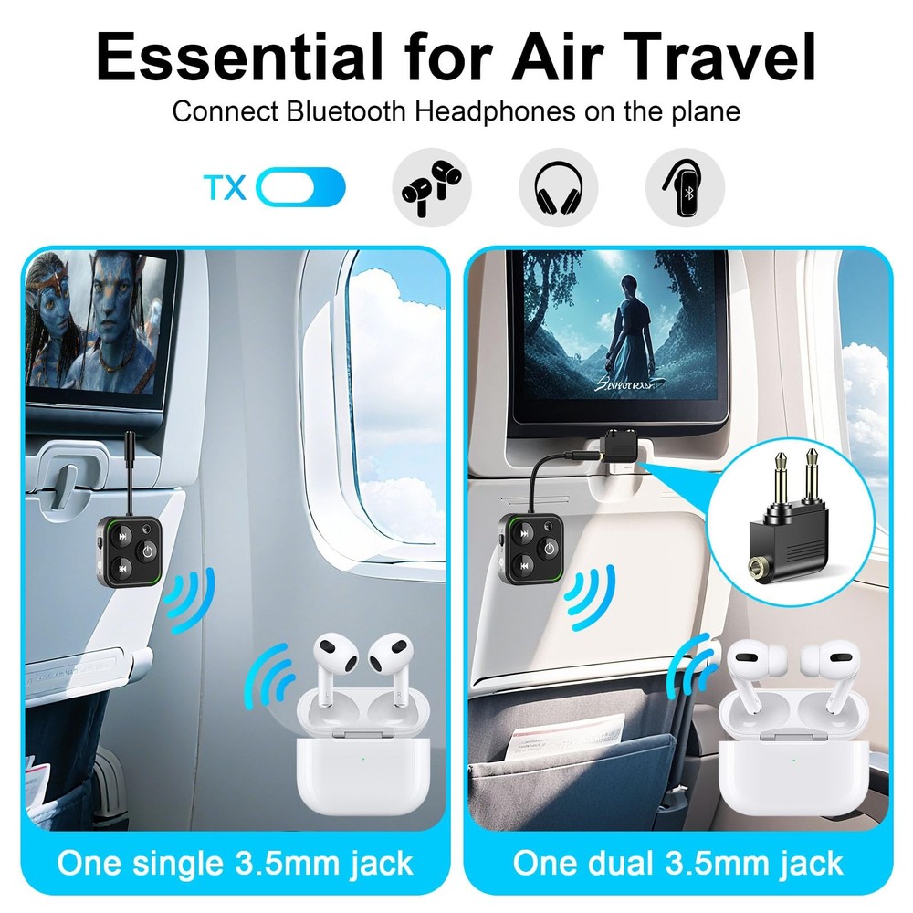 2026 Pro Bluetooth 5.4 Transmitter & Receiver, 2-in-1 Wireless Adapter for Ai...