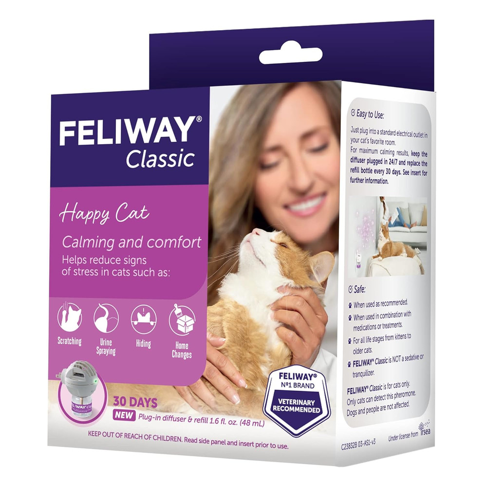 FELIWAY Classic 30 Day Cat Calming Plug in Pheromone Diffuser Starter Kit, 48Ml