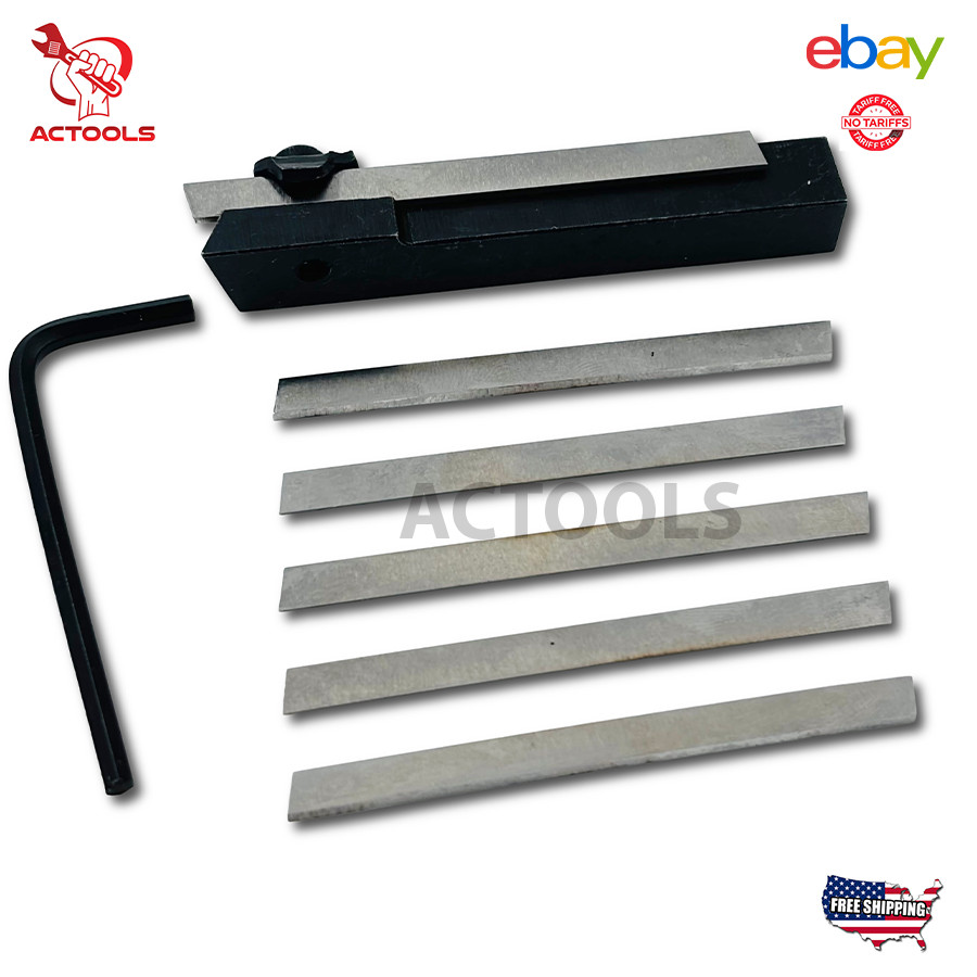 Mini Lathe Small  Cut Off Parting Tool Holder 10mm With 6 Pcs 2M HSS Blade 5mm
