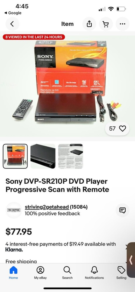 Sony DVD Player with Component and Coaxial Audio Outputs