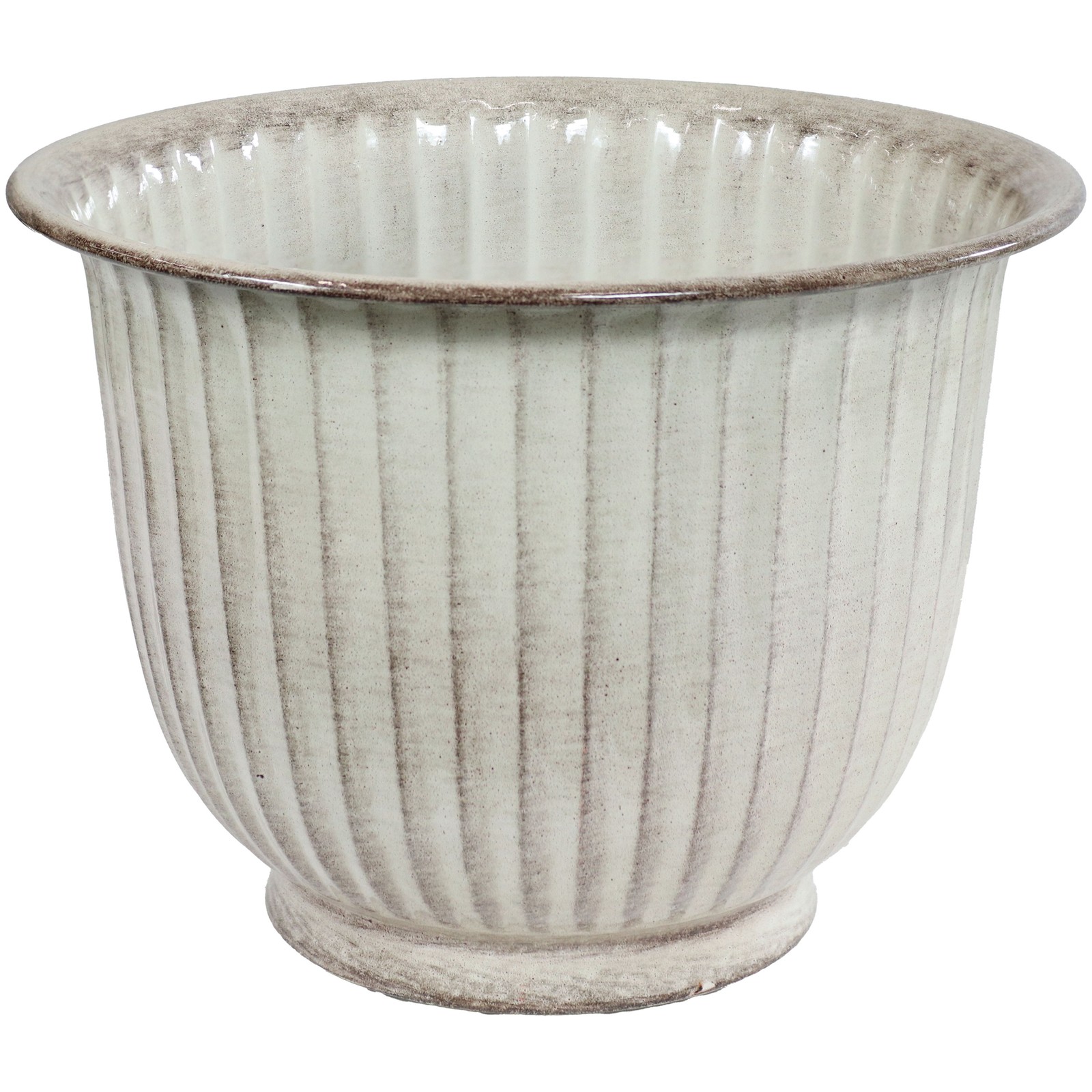 Carlotta Metal Planter - 14.75 in - White Glaze - Set of 4 by Sunnydaze