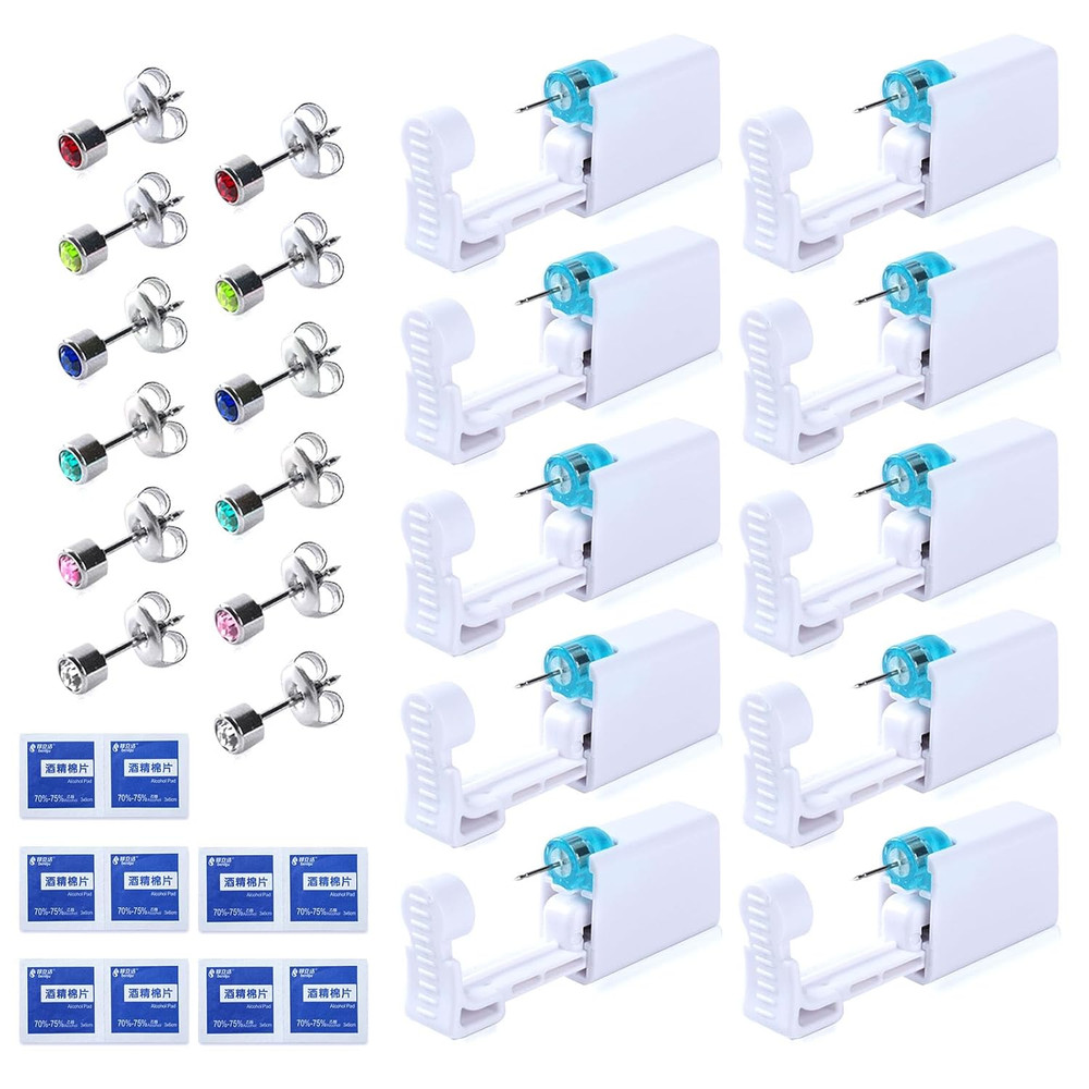 12PCS Ear Piercing Kit, Disposable Self Gun Kit with Studs...