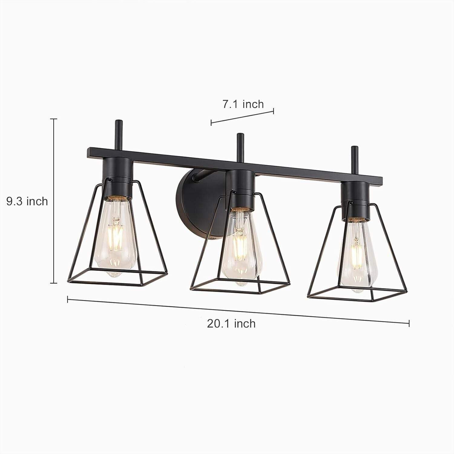 Farmhouse Bathroom Light Fixtures: FonmYim Black 3-Light Vanity, Rustic Wall Sco