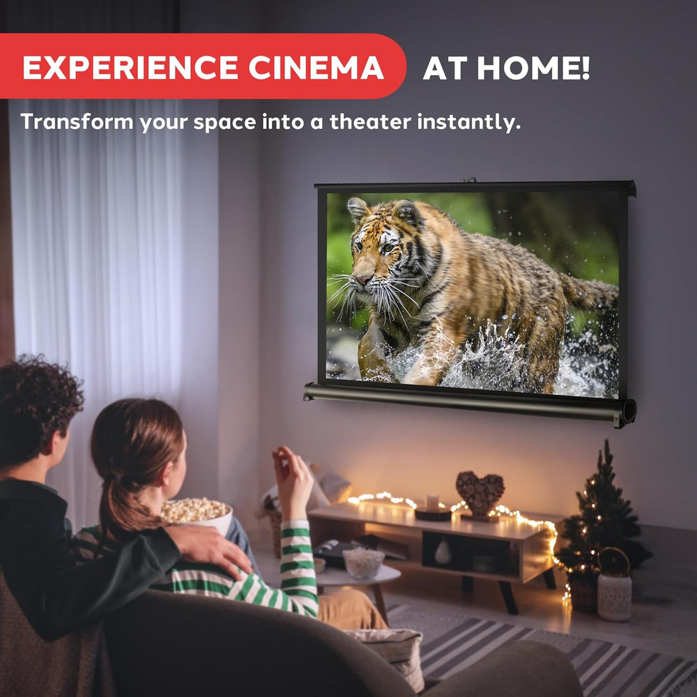 Portable Projector Screen 40 Inch - Versatile Mobile Stand, Easy Pull-Out, Light