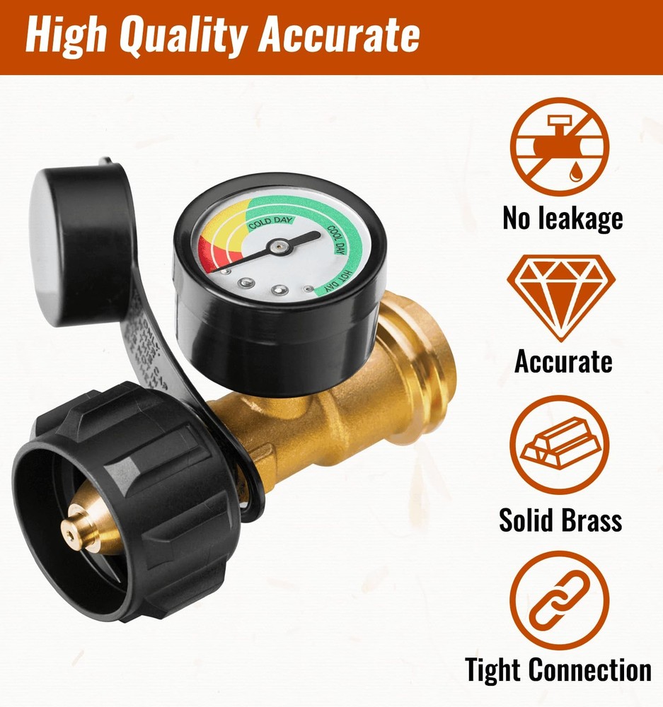 CALPOSE Propane Tank Gauge, 3 Colors Coded Universal for 2 Pack, Black