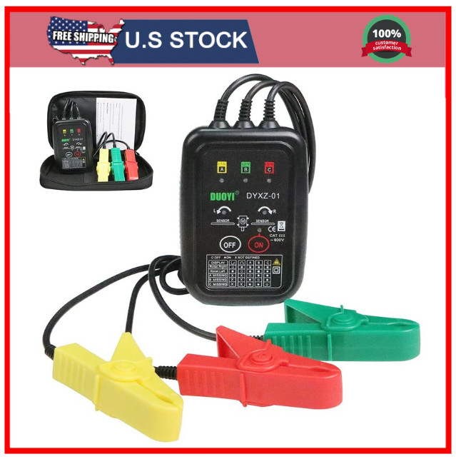 Phase Rotation Meter 3 Phase Sequence & Motor Rotation Tester, Non Voltage Te...