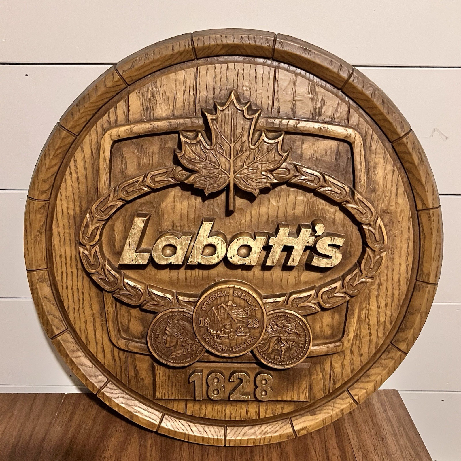Labatt’s Beer Barrel Wall Sign 19” Vintage 3D Canadian Brewery Bar Decor