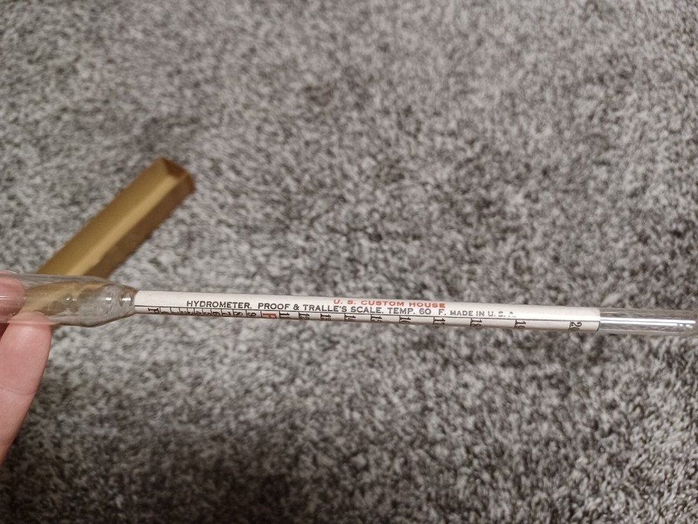 Vintage U.S. Custom House Hydrometer Proof & Tralle’s Scale Temp 60F