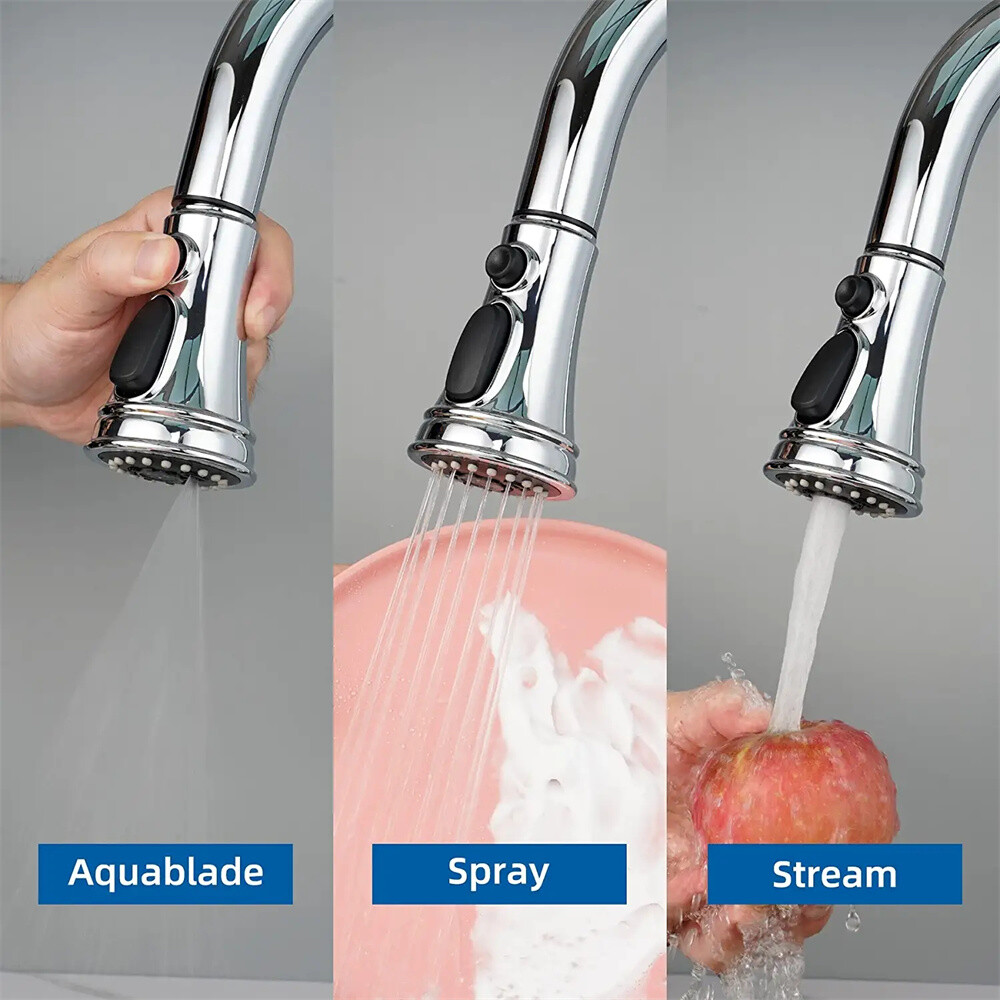 Kitchen Faucet Head Replacement 3 Function Faucet Sprayer Nozzle With 9 Adapters