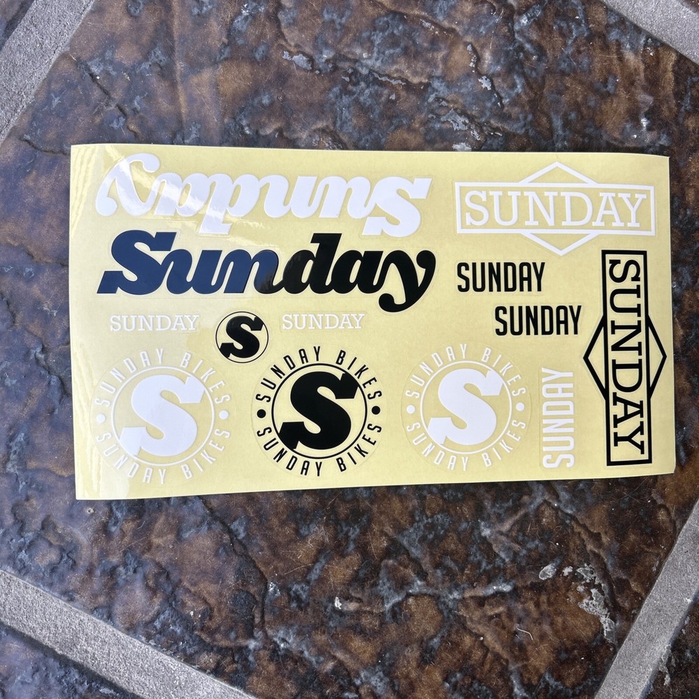 SUNDAY ASSORTED 13PC. STICKER PACK Black/White with Clear Back