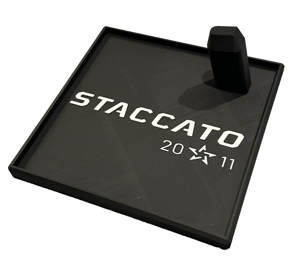 Staccato Pistol Display Stand and Dump Tray Work With Most Double Stack Models
