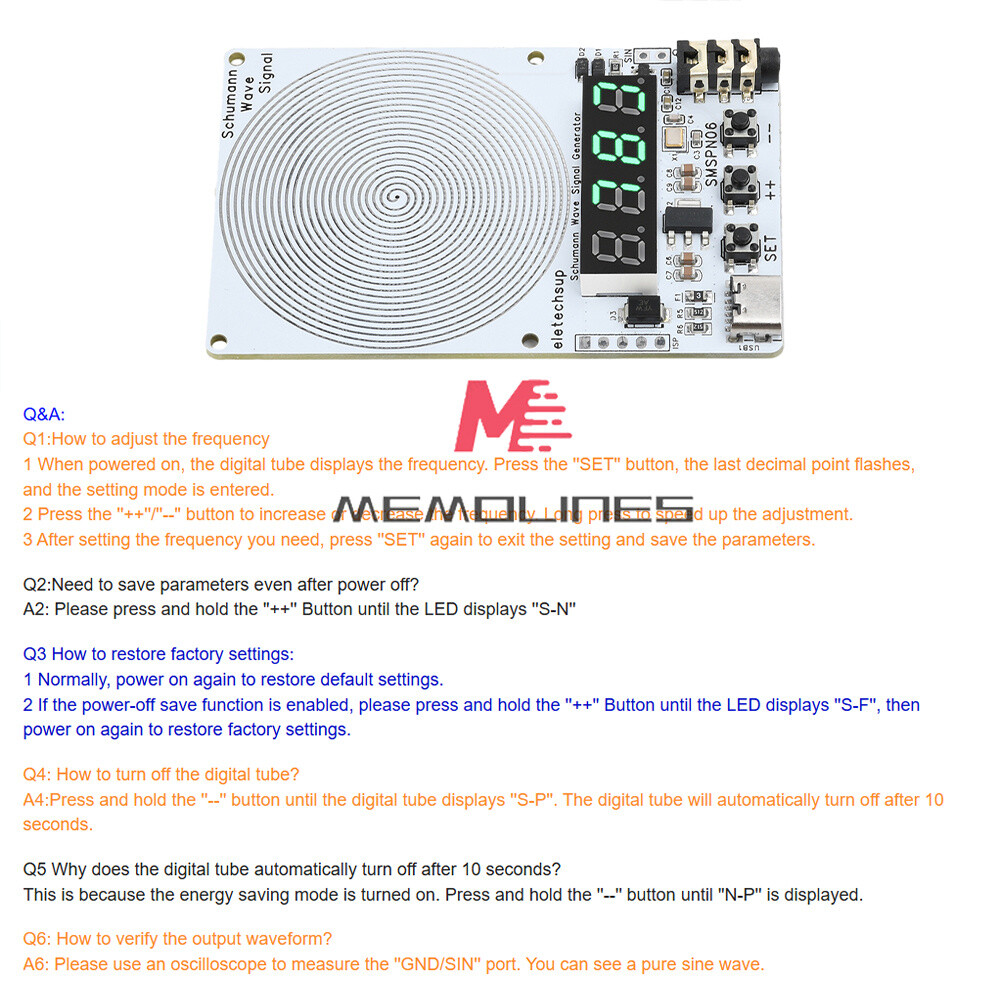 Adjustable 0.01Hz~9999Hz Frequency Schumann Wave Generator 4Bit Digital Display