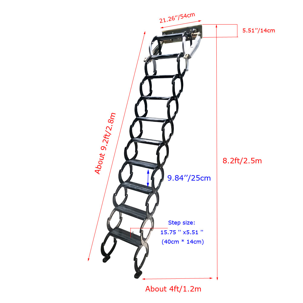 Attic Ladder Folding Loft Ladder 9.8ft Attic Extension Loft Pulldown Ladders