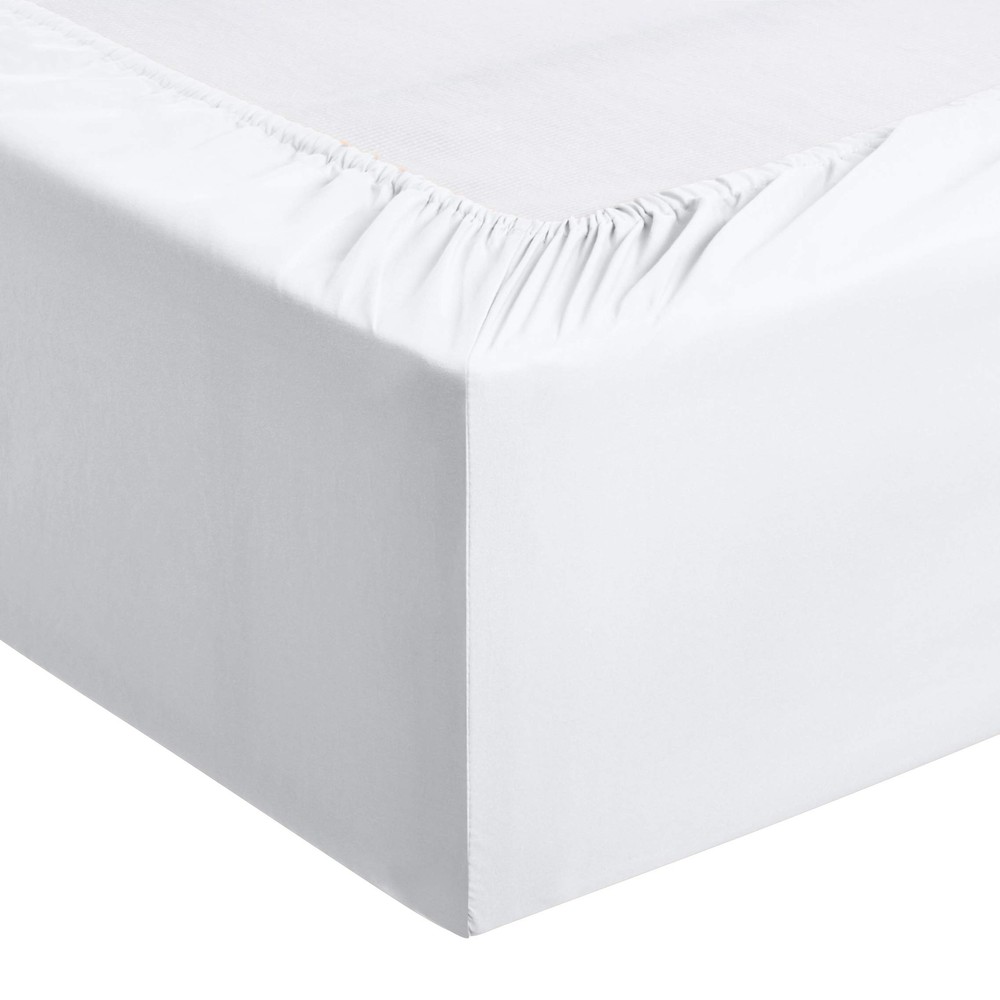 Basics 4 Piece Deluxe Microfiber Bed Sheets, Queen Size, Bright White, Solid