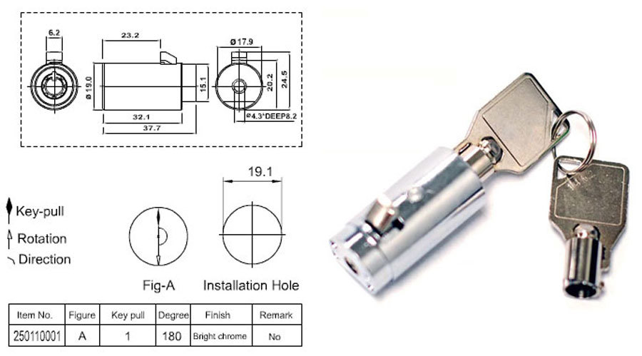 Universal Replacement Plug Lock with Keys for Soda / Snack Vending NEW - #EB01