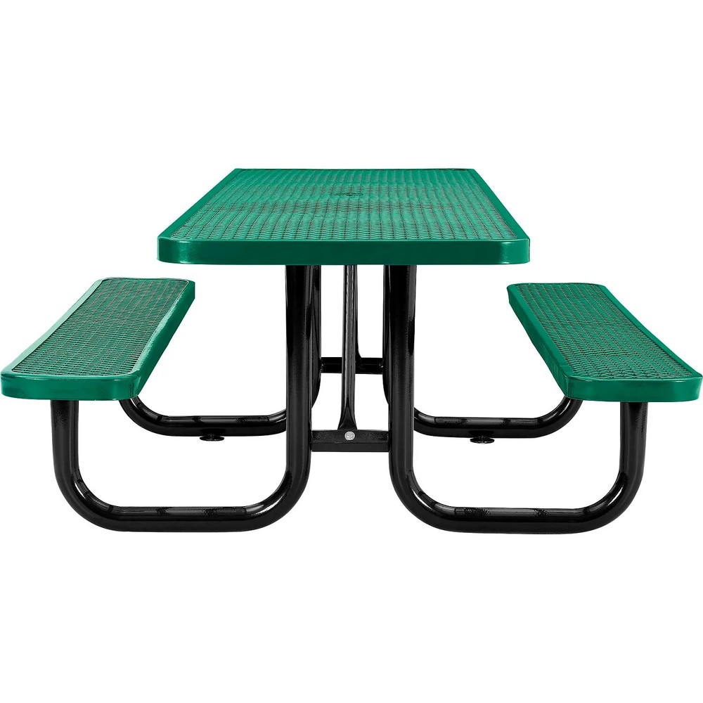 8' ADA Rectangular Picnic Table Expanded Metal Green (96" Long)