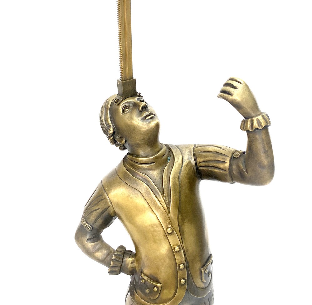 French Style Bronze Acrobat Figure Sawtooth Gravity Driven Falling Mantle Clock
