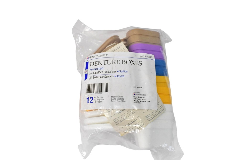 Henry Schein Denture Boxes Assorted 12 Pack Dental Storage Cases REF 570-3375